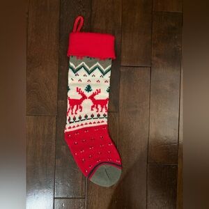 Vintage Christmas Knitted Festive Red and Green Christmas Stocking